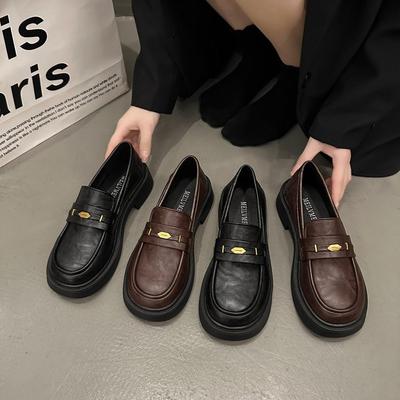 Британский стиль осень 2024 новые туфли осенние черные туфли-лодочки на платформе с увеличенным голенищем женские туфли-лодочки