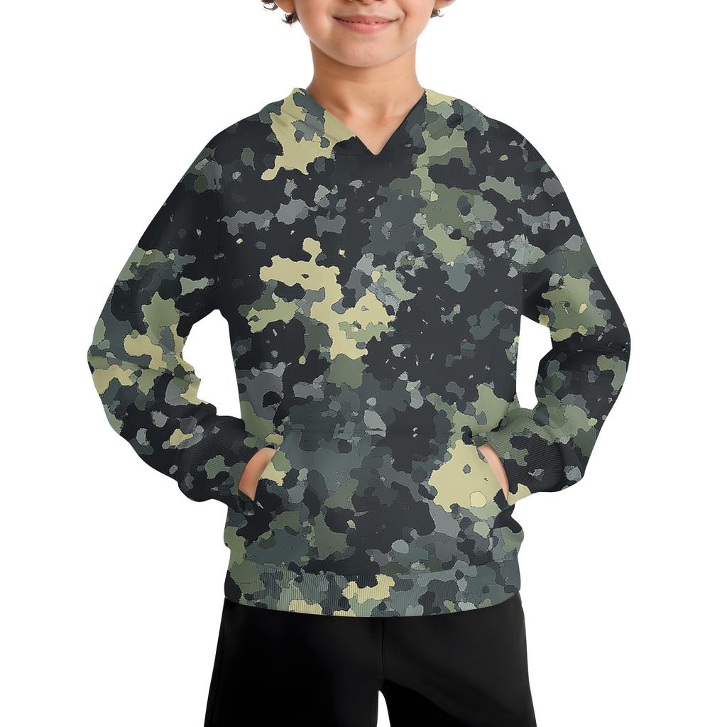 Boys Casual Fashion Long Sleeve Hooded Pocket Sweatshirt