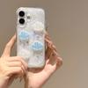 For iPhone 16 Case Cute 3D Cloud Rhinestone Decor TPU+PC Phone Cover (Precise Lens Cutouts)