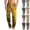 Мужские вязаные модные брюки с принтом, карманами, повседневные, пижамные