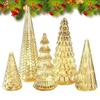 5Pcs Glowing Glass Christmas Tree Ornaments Home Luminous Desktop Decor Led Night Light Party Xmas Decoration For Kid Gifts