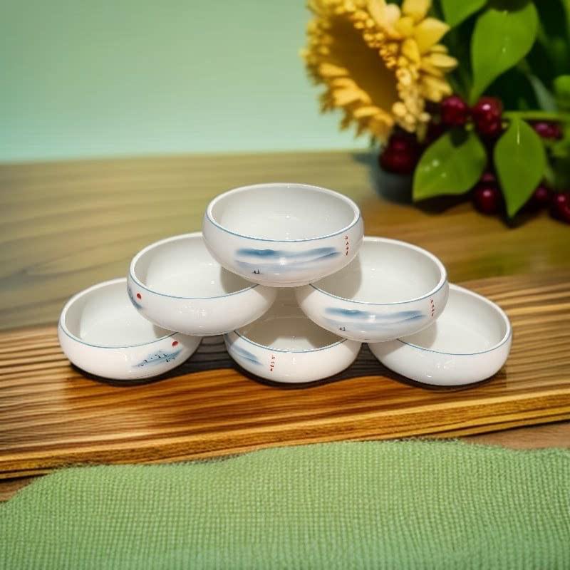 Художественная керамическая чаша-барабан для маринованной рыбы и лапши - Дизайн с лотосами