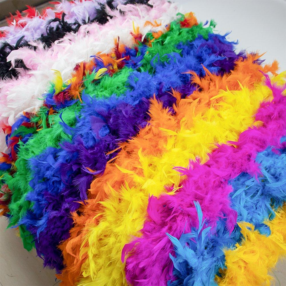 2M Turkey Marabou Feathers Boa 90g Colored Plumas Dress Shawl DIY Craft Wedding Scarf Decor Sewing Costume Party Cosplay Dress