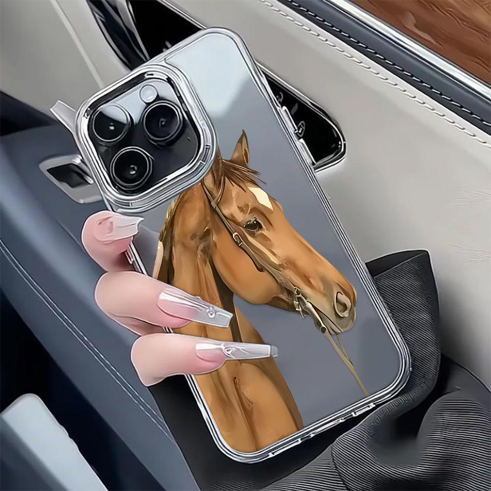Realistic Style Brown Horse Head Phone Case For Iphone 17 16 15 14 13 12 11 Pro Max 16E 17E 7 8 Plus Ins Simple Soft Coque Cover