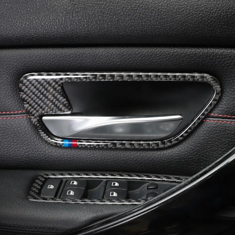 4 шт./компл., наклейки на дверные ручки автомобиля из углеродного волокна, украшения для BMW 3 серии F30 3GT F34 2013-18, аксессуары для тюнинга салона автомобиля