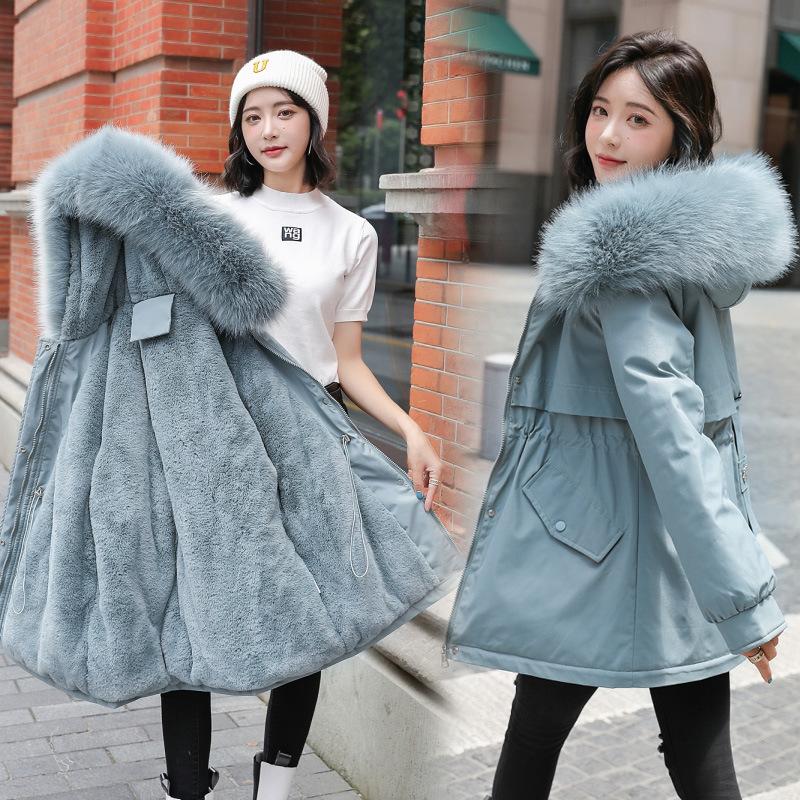 Jacket Women's Short Cotton-padded Jacket New Winter Clothes Fur One-piece Cotton-padded Jacket Loose Plus Velvet Pie To Overcome The Coat