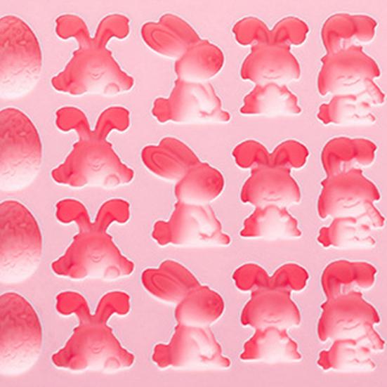 Пасхальная Шоколадная Форма 27 Ячеек Дизайн Кролика и Пасхального Яйца Силиконовая Форма Легко Моется Пищевой Силикон Для Конфет Желе Мусса Форма Для Выпечки
