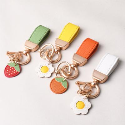 Модный брелок для ключей, роскошный металлический короткий кожаный цветок, автомобильный брелок, подвеска, раздельный брелок, женский брелок, аксессуары