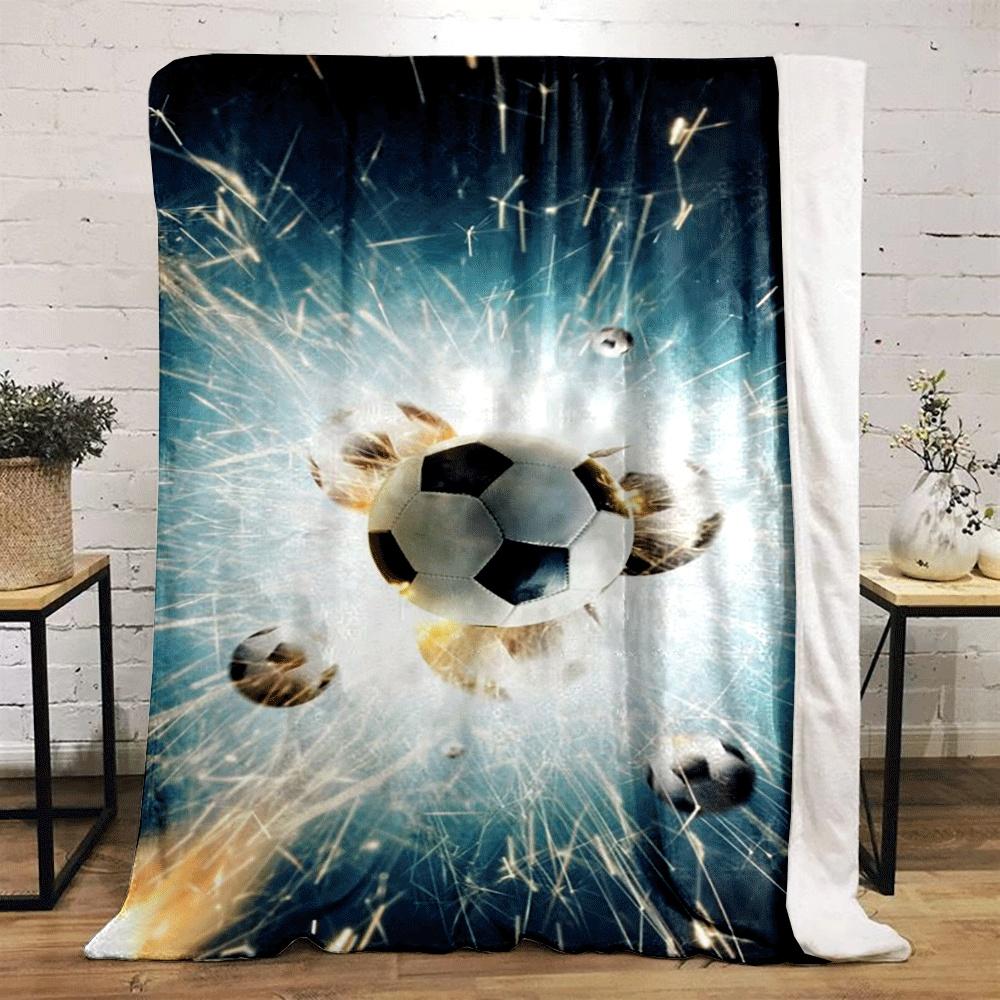 Soccer balls surrounded by radiant sparks and dynamic motion. for all seasons blanket lunch break throw gift