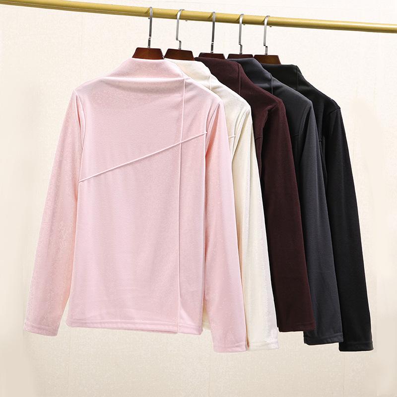 Высокий воротник облегающий свитер с длинными рукавами новый осенне-зимний бархатный женский принт базовая рубашка повседневный тонкий теплый топ