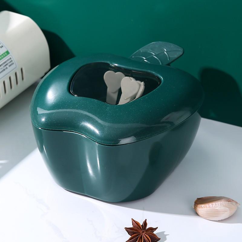 Creative Apple Shaped Multi Grid Design Seasoning Box Comes With 4 Spoons Perfect For Salt Sugar And Various Seasoning