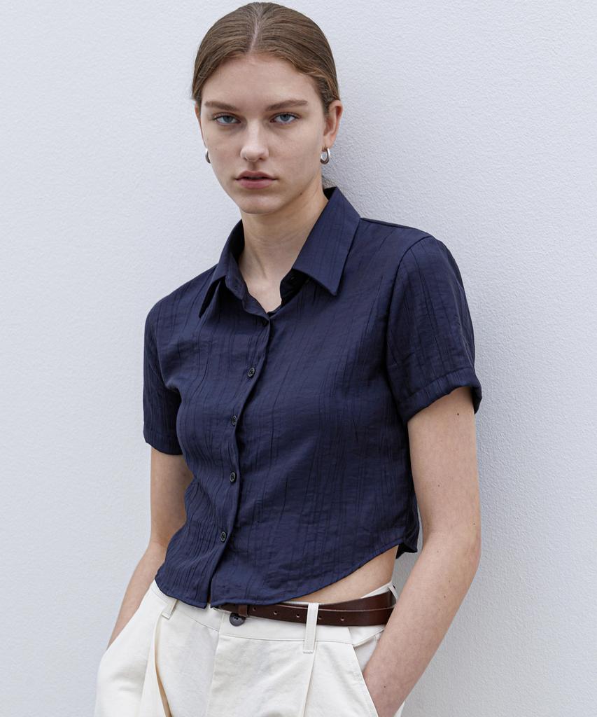 TRIP LE SENS Steady Crop Summer Pleated Shirt_Green (Type A)
