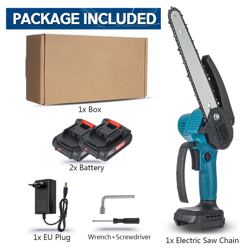 Электрическая цепная пила 3000 Вт, 8 дюймов, мини-пила для обрезки сада, лесозаготовительная пила, деревообрабатывающий инструмент, резак по дереву для батареи 18 В
