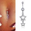 1 шт., кольца из нержавеющей стали серебряного цвета со звездой, кольца для пупка, кольцо для пупка, кубический циркон, висячие украшения для пирсинга живота, сексуальные ювелирные изделия