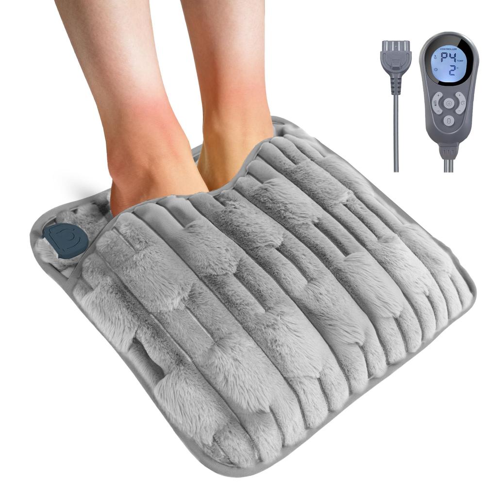 Haikawi Electric Foot Warmer for Soft Fleece Fabric with Overheat Easy 6 Temperature 5 Timer Hot Foot Cold 42cm X 42cm [New 2025] - Fast-Warming,