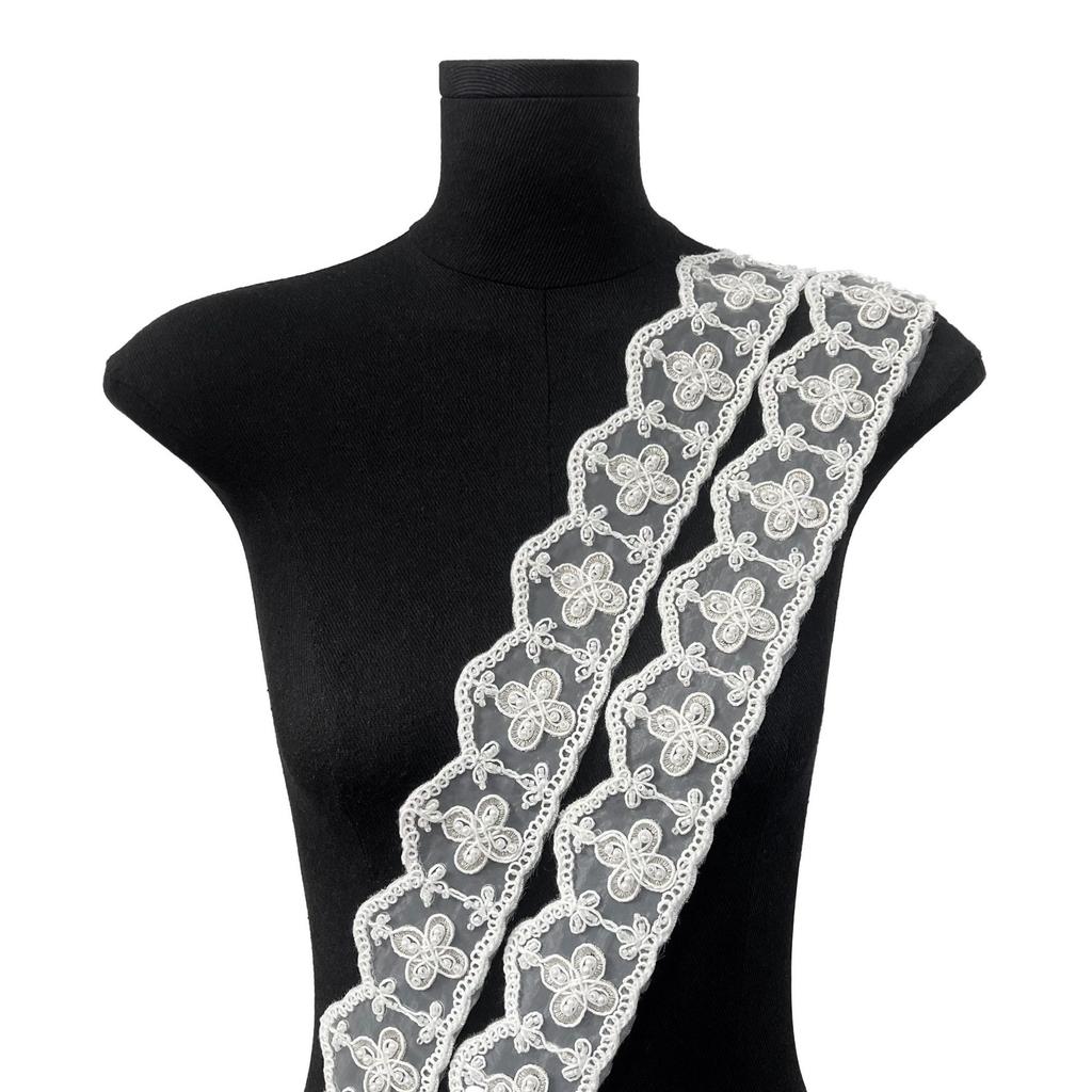 White Lace Handmade Beads Embroidery Barcode Clothing Window Decoration Home Accessories Barcode Lace Accessories