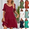 2024 Women's V-Neck Summer Babydoll Ruffle Dress