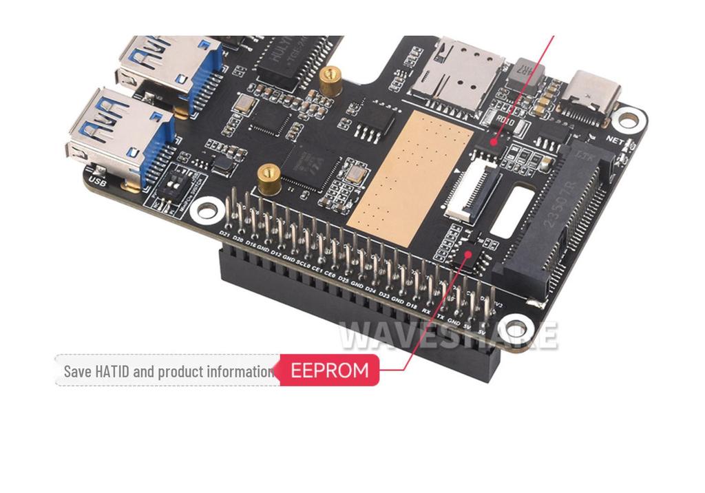 Gigabit Ethernet адаптер с USB 3.2 для Raspberry Pi 5, PCIe на MiniPCIe, Plug-and-Play, без драйверов