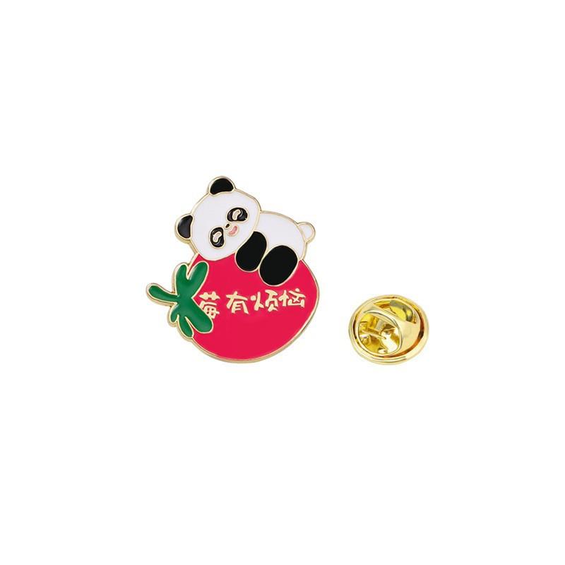 Zinc Alloy Enamel Dropping Brooch, Cute Cartoon Lucky Panda Snake Pattern 2025 Year of the Snake, New Year Festival Decorative Lapel Pin Badge