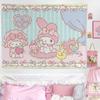 Тканевое панно My Melody "Сладкая спальня" Милое пастельное мультяшное настенное панно Мягкий полиэстер с принтом для спальни девочки, комнаты в общежитии Декор Kawaii