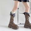 Retro But Knee Thick-soled Boots for Women's 2025 New Autumn and Winter Explosions Show Thinness, Small Height, Knight Boots