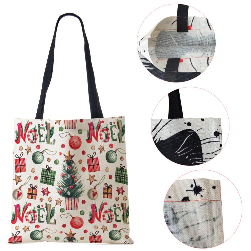 Рождественский Санта-Клаус Харадзюку Холщовая сумка-шоппер Рождественские носки Подарок Многоразовая сумка через плечо Большая вместимость Складная сумка-тоут Сумка KTY