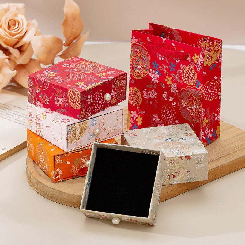 Floral Gift Bag with Jewelry Box 1Pc Sturdy Handle Elegant for Friend Birthday Holiday Gift Packing Decor