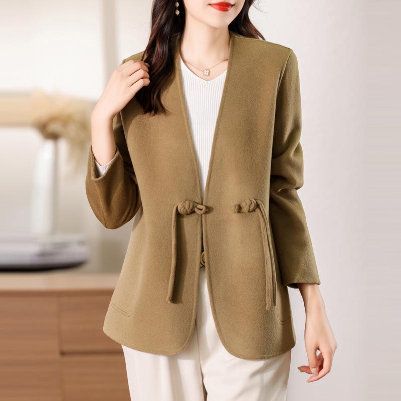 Women's Short Double-Sided Wool Coat - New Chinese Petite Autumn/Winter Style