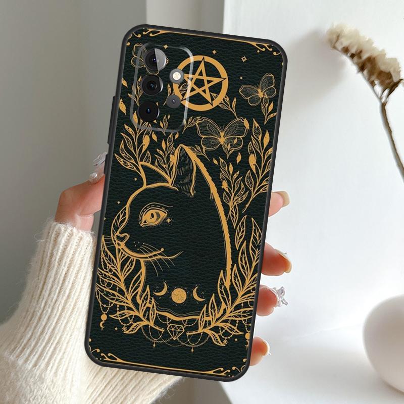 Moon Tarot Witch Cat Case For Samsung Galaxy A55 A15 A35 A56 A06 A16 A26 A36 A32 A52 A13 A33 A53 A14 A34 A54 A17