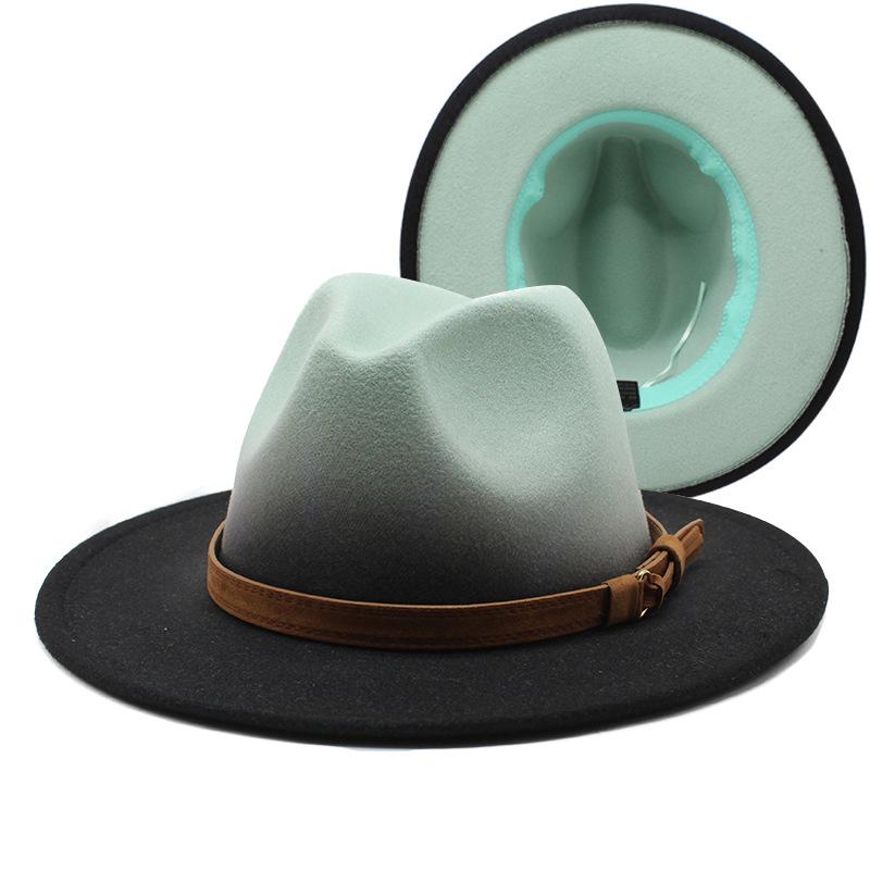Соответствие цветов постепенное изменение цвета джазовая шляпа женская модная шерстяная шляпа цилиндр мужская уличное солнцезащитное колье
