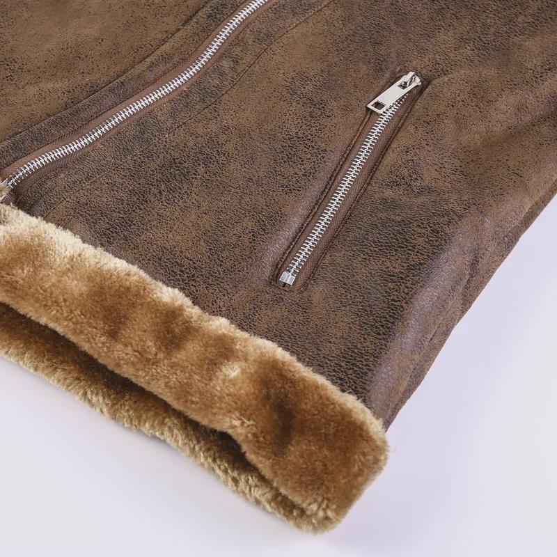 Men's Lamb Fur Leather Jacket - Thick, Warm Motorcycle Coat, Casual Large Size for Europe and America.