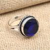 Blue Sapphire Lab-Created Gemstone Handmade 925 Sterling Silver Jewelry Lavish Ring For Women
