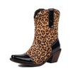 Large Size 35-43 Boots Women Leopard Chunky Heels PU Leather Suede Splicing Ankle Boots Winter Women Shoes Chelsea Boots WSH4711