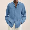 2026 Spring/Summer Long-Sleeved V-Neck Loose Button-Up Shirt for Men