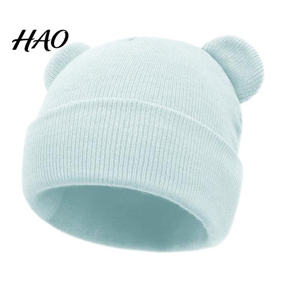 Soft Newborn Headwear Baby Winter Knitted Hat, Cute Bear Ears Cozy Knit Daily Wear Infant Accessory Warm Skull Cap for Toddler Boys Girls, 0-36 Months