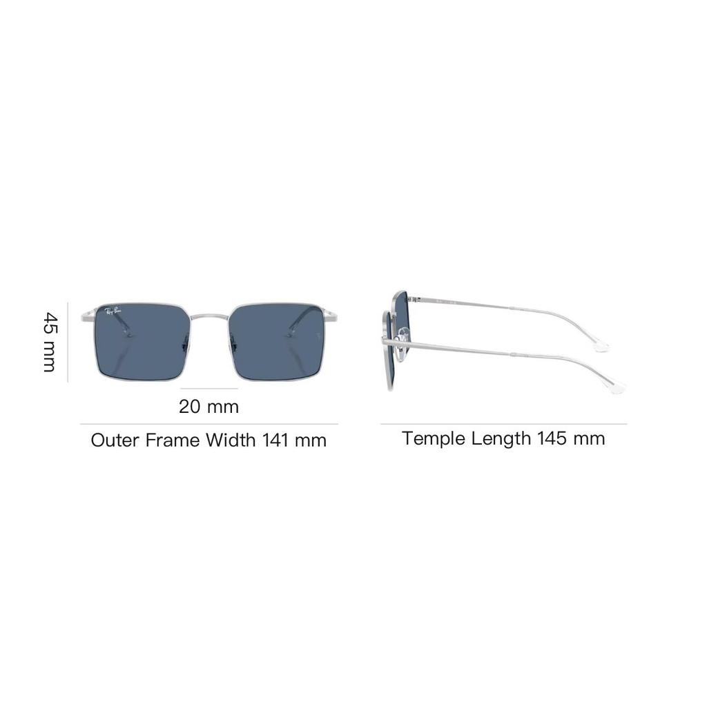 Ray-Ban Minimalist Fashion Design Metal Square Sunglasses Unisex sunglasses Silver 0RB3782-003/80