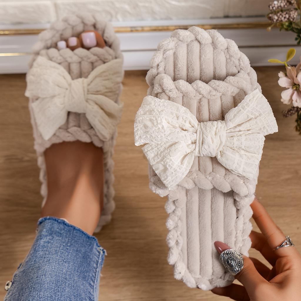 Fashion 2025 New Winter Women Strap House Slippers Ladies Soft Comfortable Slippers Home Solid Color Plush Flat Shoes Slides Women