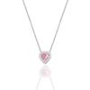 Ожерелье с серебряным родиевым бриллиантом и розовым циркониевым камнем в форме сердца