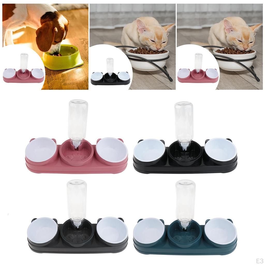2 Food Bowls and Water Feeder Set Wet Dry Bowl Easy Cleaning Pets Supplies Pet Feeding