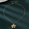 Golden Flower Pendant Necklace Dopamine Style Wrinkled Choker New Jewelry Accessories  Gift