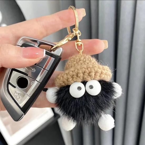 Keychain Imitation Mink Hair Cartoon Doll Charm Key Ring Fade-Resistant Compact Lightweight Backpacks Car Key Holder