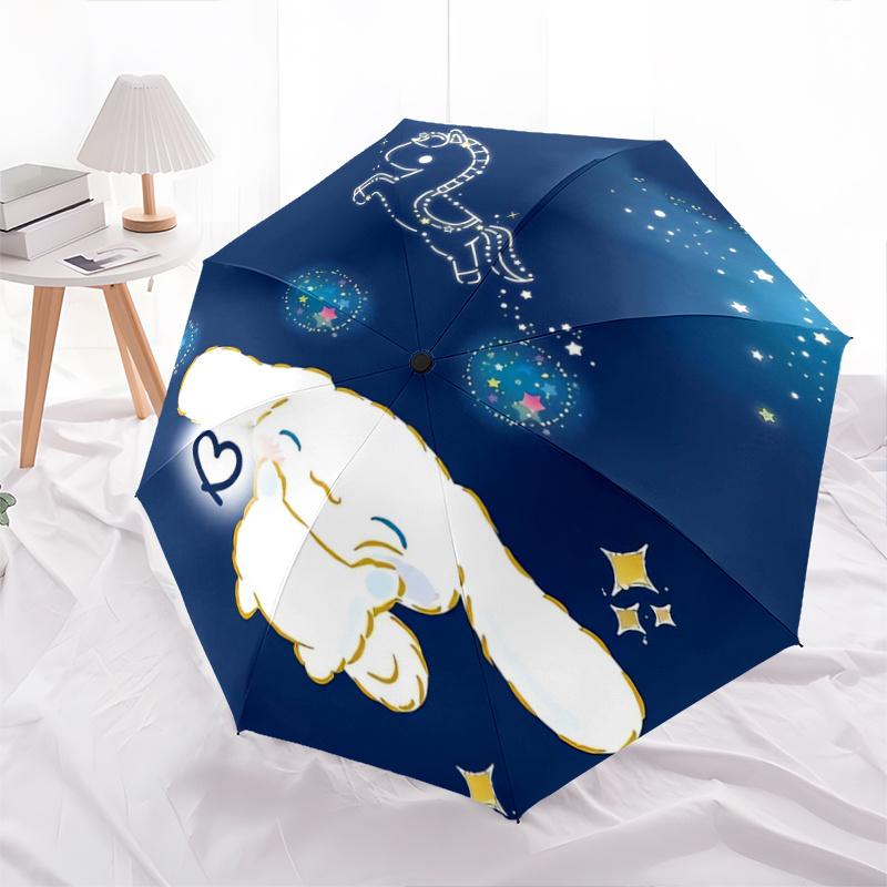 1pc Happy Cinnamoroll Automatic Opening and Closing Umbrella - Small Umbrella Suitable for Various Occasions, Portable 3-Fold Small Umbrella for Men a