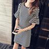 Summer Korean Style Striped Women's Short-sleeved T-shirt Women's Base Shirt Student Dress Women's Clothing