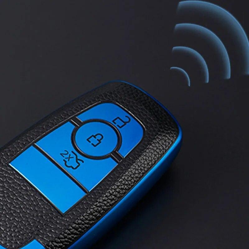 FOR Ford Focus Edge Explorer Escort Mondeo Mustang Ranger Leather TPU Car Smart Key Cover Case Shell Bag Protector Keychain