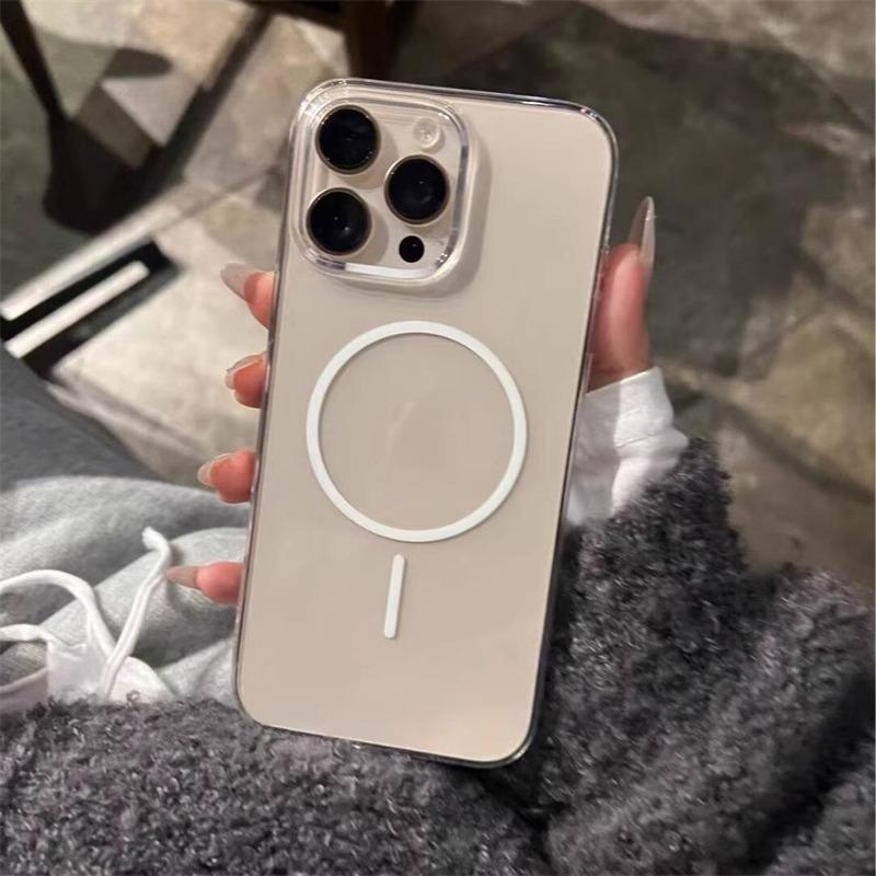 Thin Ring Magnetic Suction Suitable for IPhone16 Apple 14 Mobile Phone Case 15 ProMax New 12 Transparent 13 Protective Case Trend
