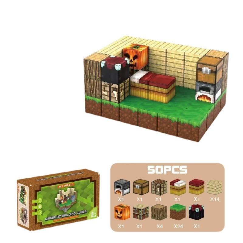 Яркий набор магнитных строительных блоков Тема Minecraft Игрушки для самостоятельной сборки