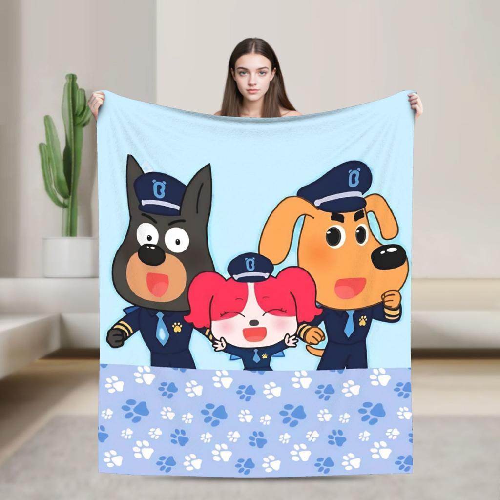 Sheriff Labrador Dog Blanket Cover Cartoon Flannel Throw Blankets Bed Sofa Decoration Ultra-Soft Warm Bedspread