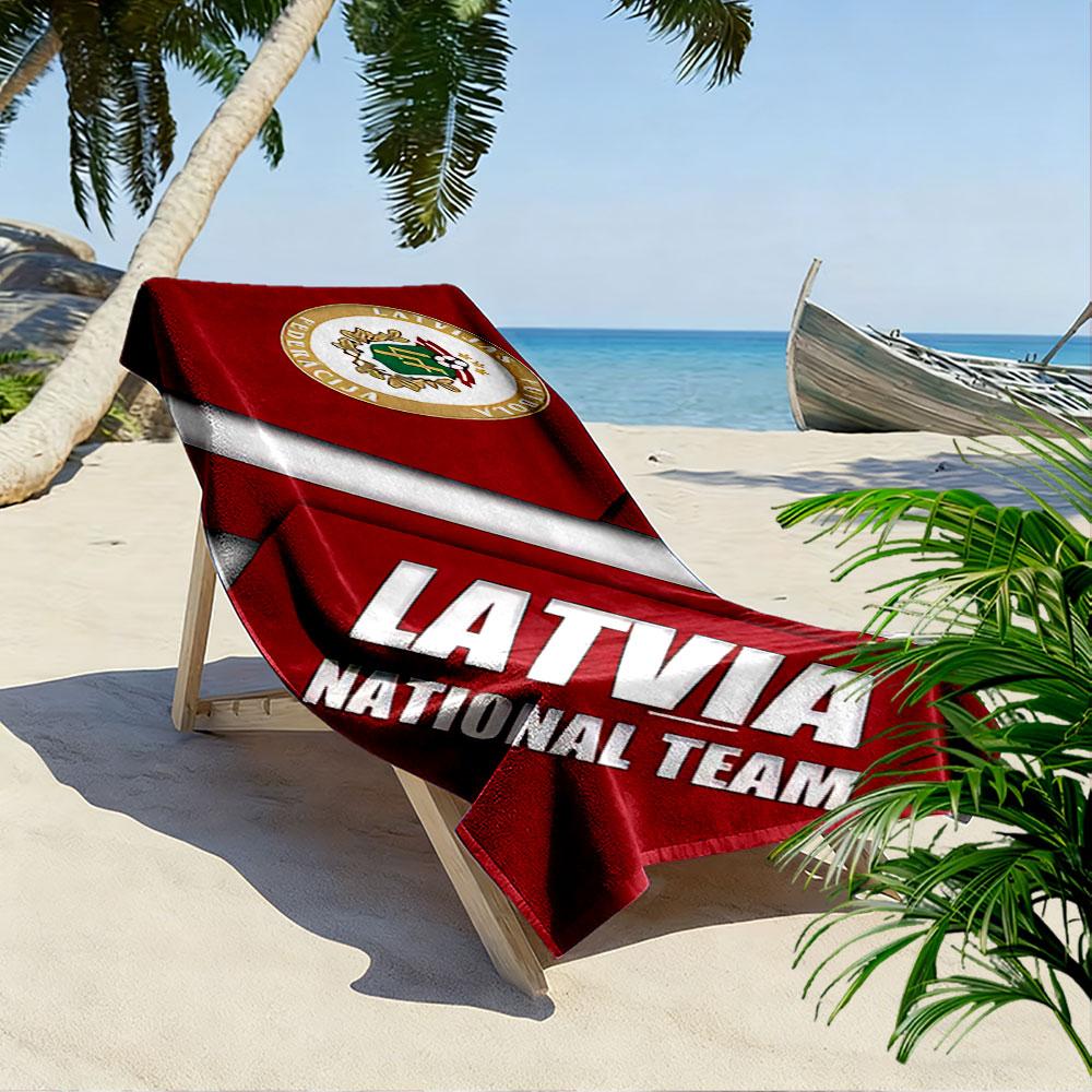 Beach Blanket with Latvia National Football Team, Ultra Soft Quick Dry, Durable Fade Resistant, for Pool Beach Gift