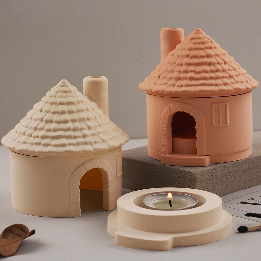 3D Дом Аромапечь Форма DIY Дома с трубой Подсвечник Силиконовые формы Гипс Бетон Смола Аромалампа Набор для изготовления поделок
