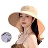 Summer Outdoor Sun Hat with Ponytail Hole Hat Women's Wide Brim Cap Beach Hat Shawl Fisherman Hat UV Protection Visor Hat